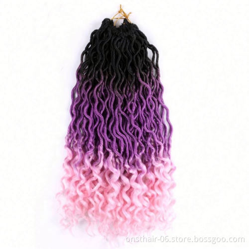 MYZYR 18inch 24roots Soft Crochet Braids Dread Bohemian Gypsy Locs Hair Extensions Braiding Ombre Faux Locs Curly ALL Colors